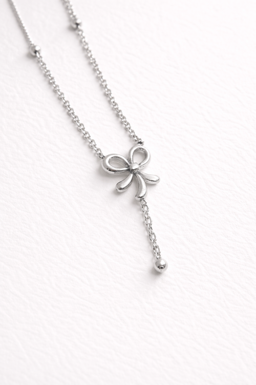 Delicate Bow Drop Necklace