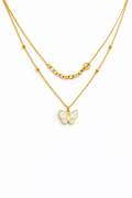 Layered Butterfly Charm Necklace