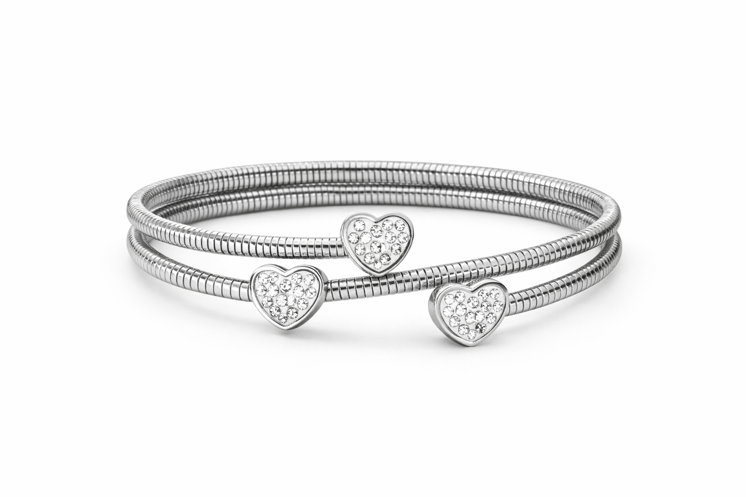 Triple Heart Harmony Coil Bangle
