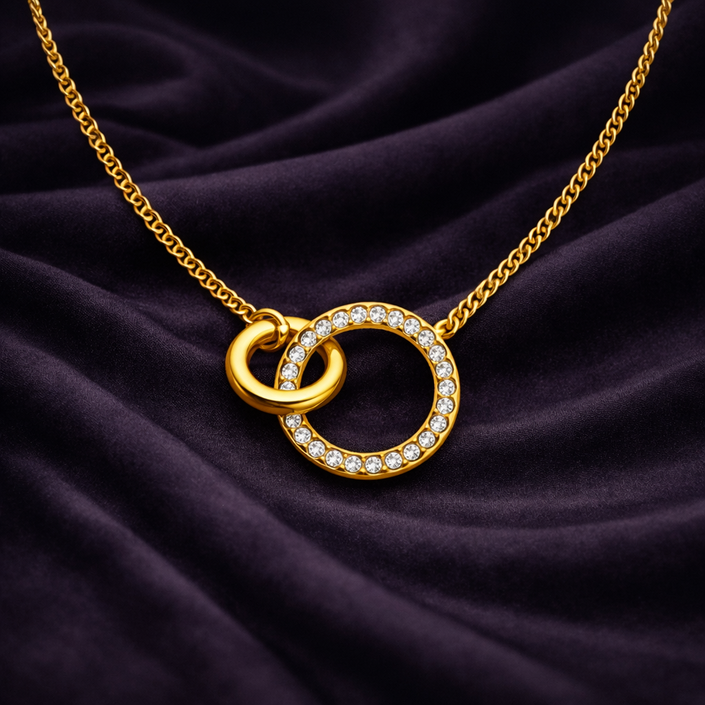 Interlocking Circle Crystal Necklace